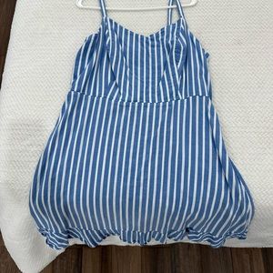 Blue and white striped strappy dress